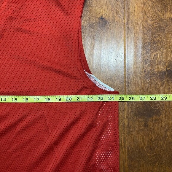 Nike Y2K Vintage Basketball Workout Mesh Sleeveless Shirt Red White Sz XL - Picture 5 of 7